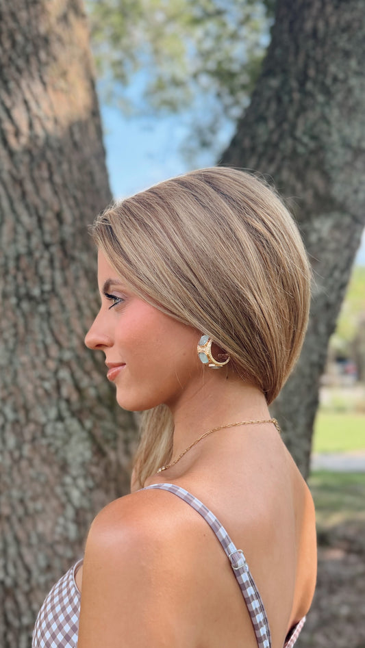 Palazzo Stone Hoops Teal