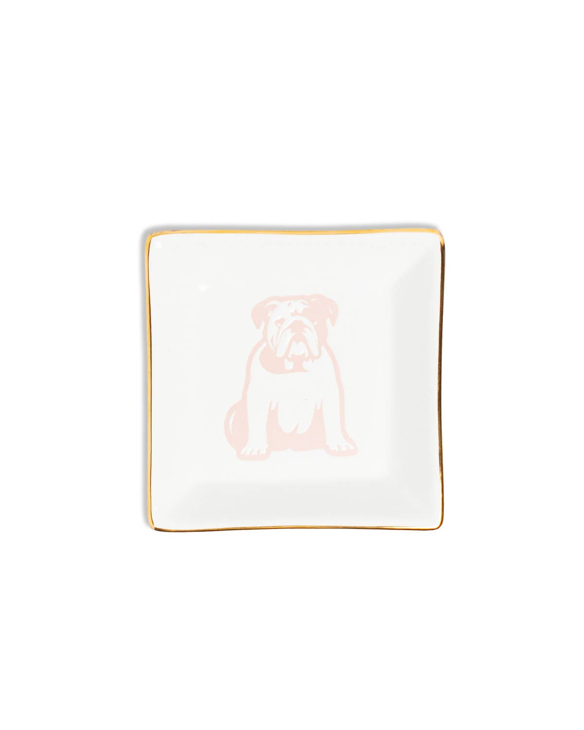 Bulldog Trinket Dish White/Pink 4x4