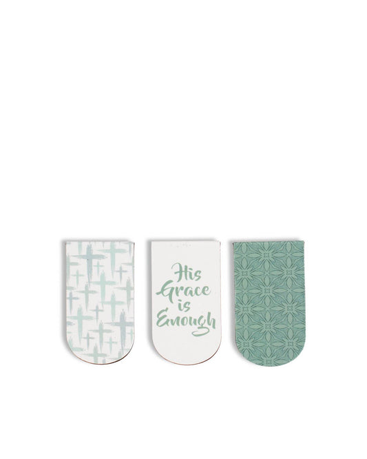 His Grace is Enough  Magnetic Bookmark   Blue/Green   1x1.75   Set of 3