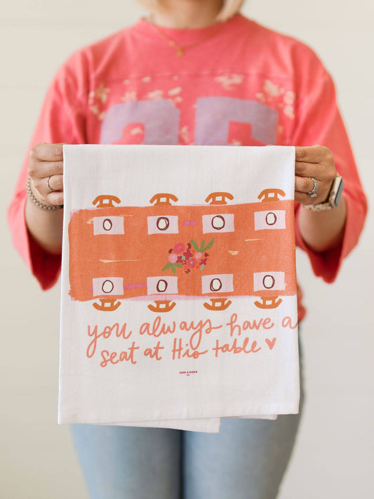 A Seat At His Table Flour Sack Towel | Fall Tea Towel