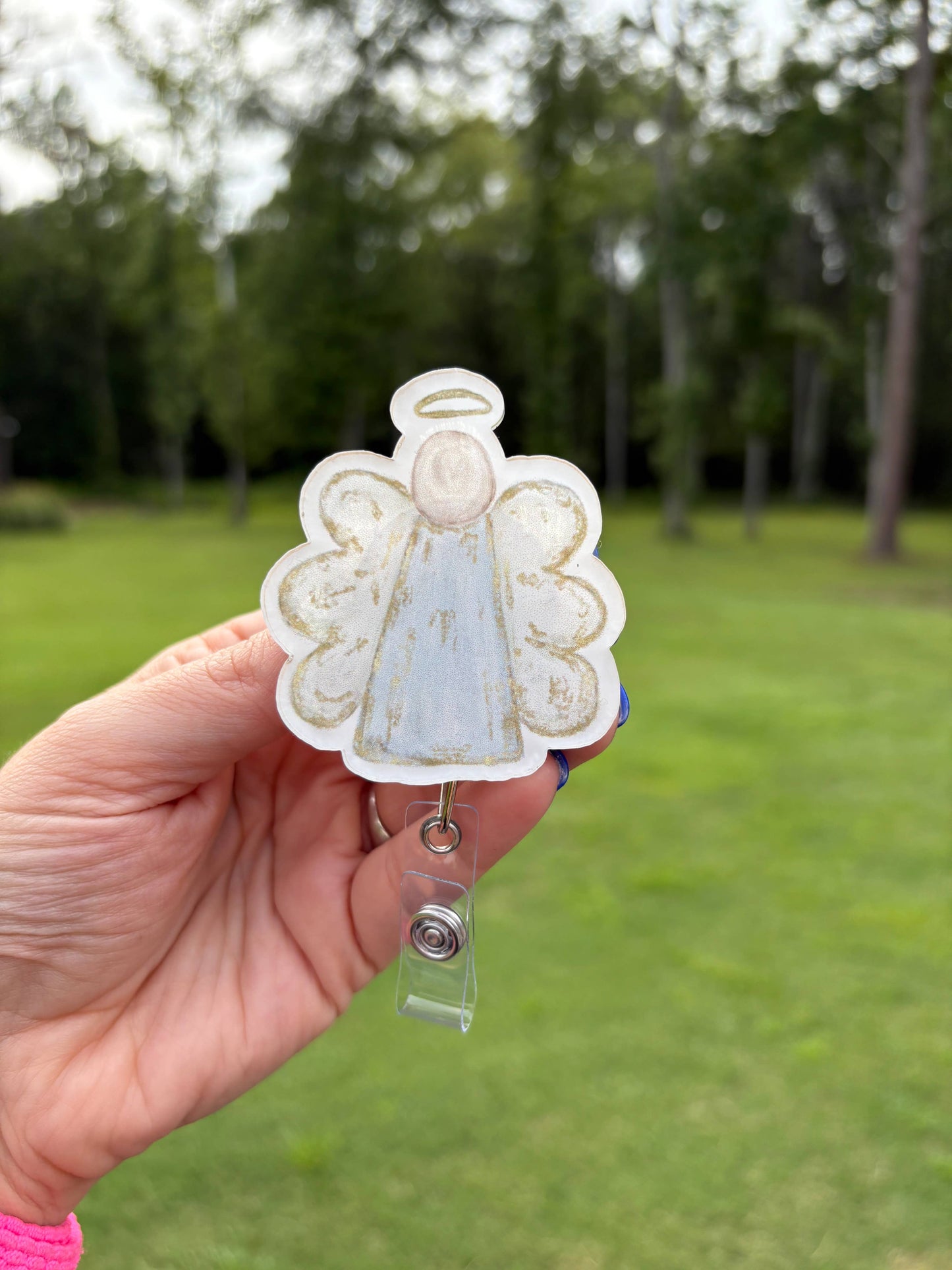 Pastel Angel Acrylic Badge Reel
