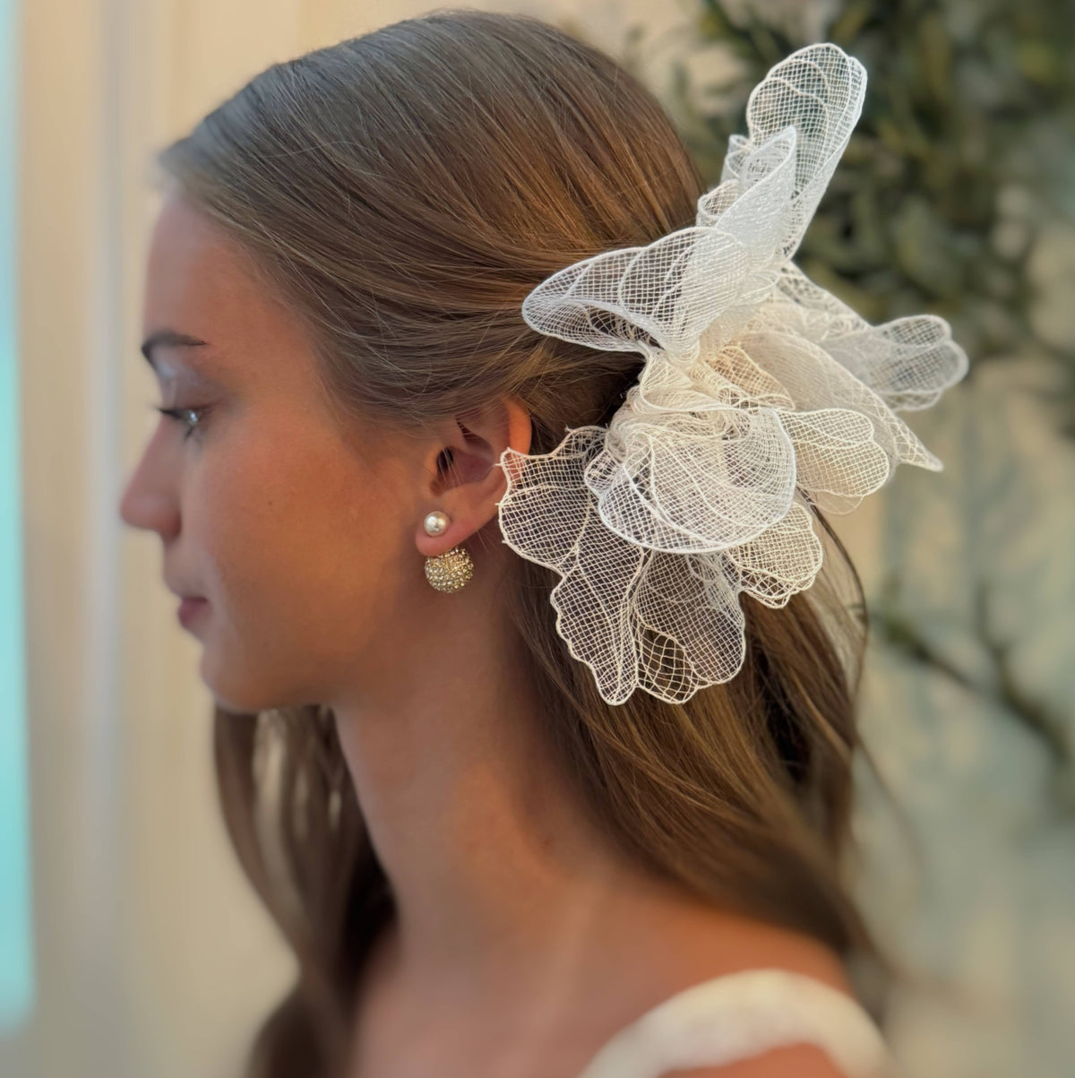 Disco Ball With Pearl Back Earrings