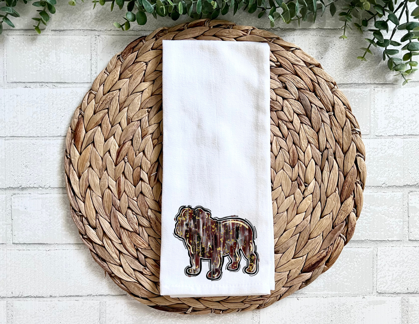 Abstract Bulldog Decorative Tea Towel