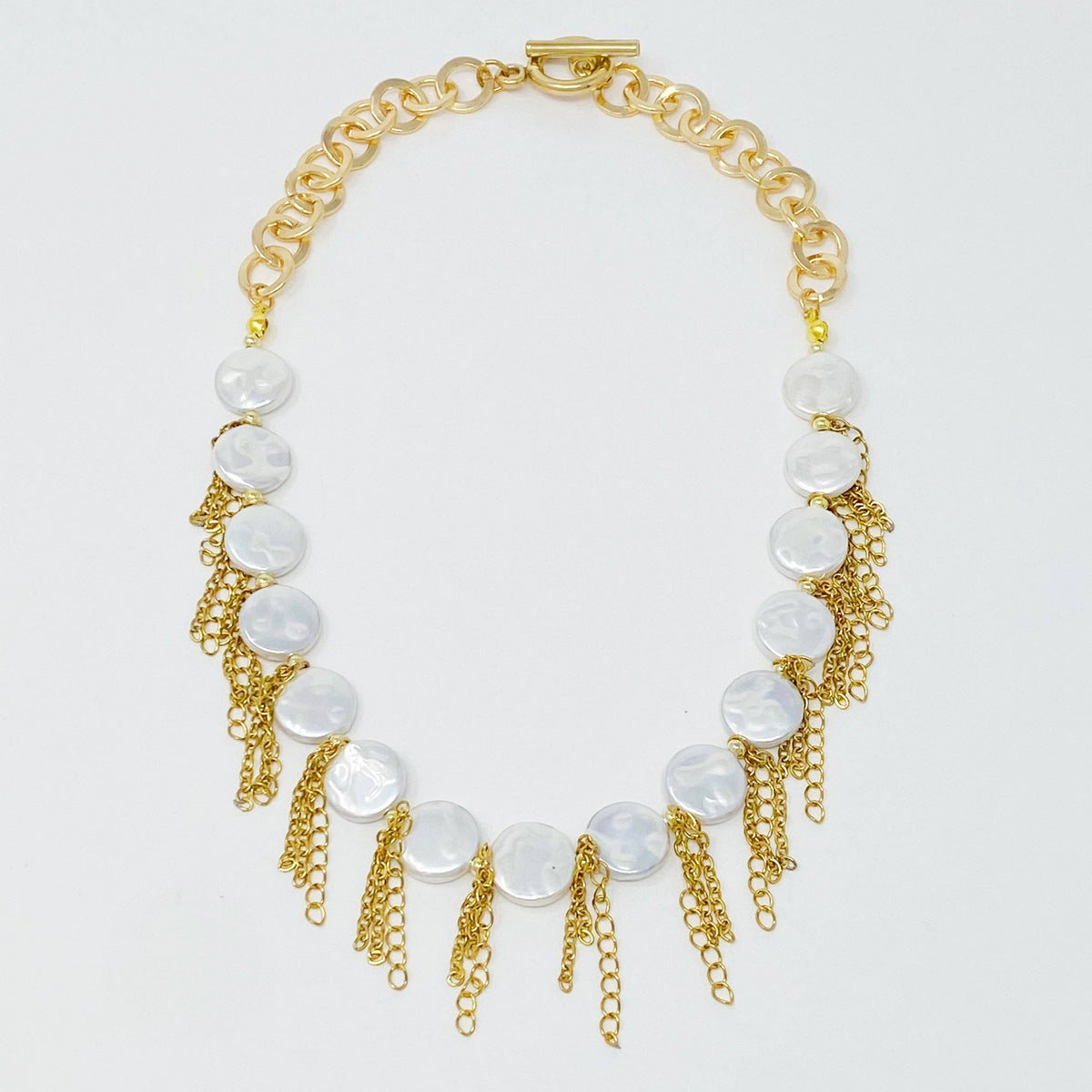 Chain Fringe Shell Pearl Necklace