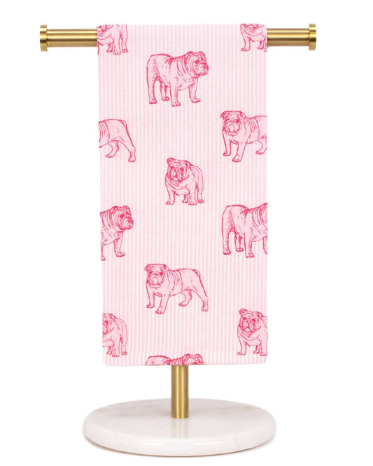 Bulldog Stare Hand Towel   Pink/Light Pink   20x28