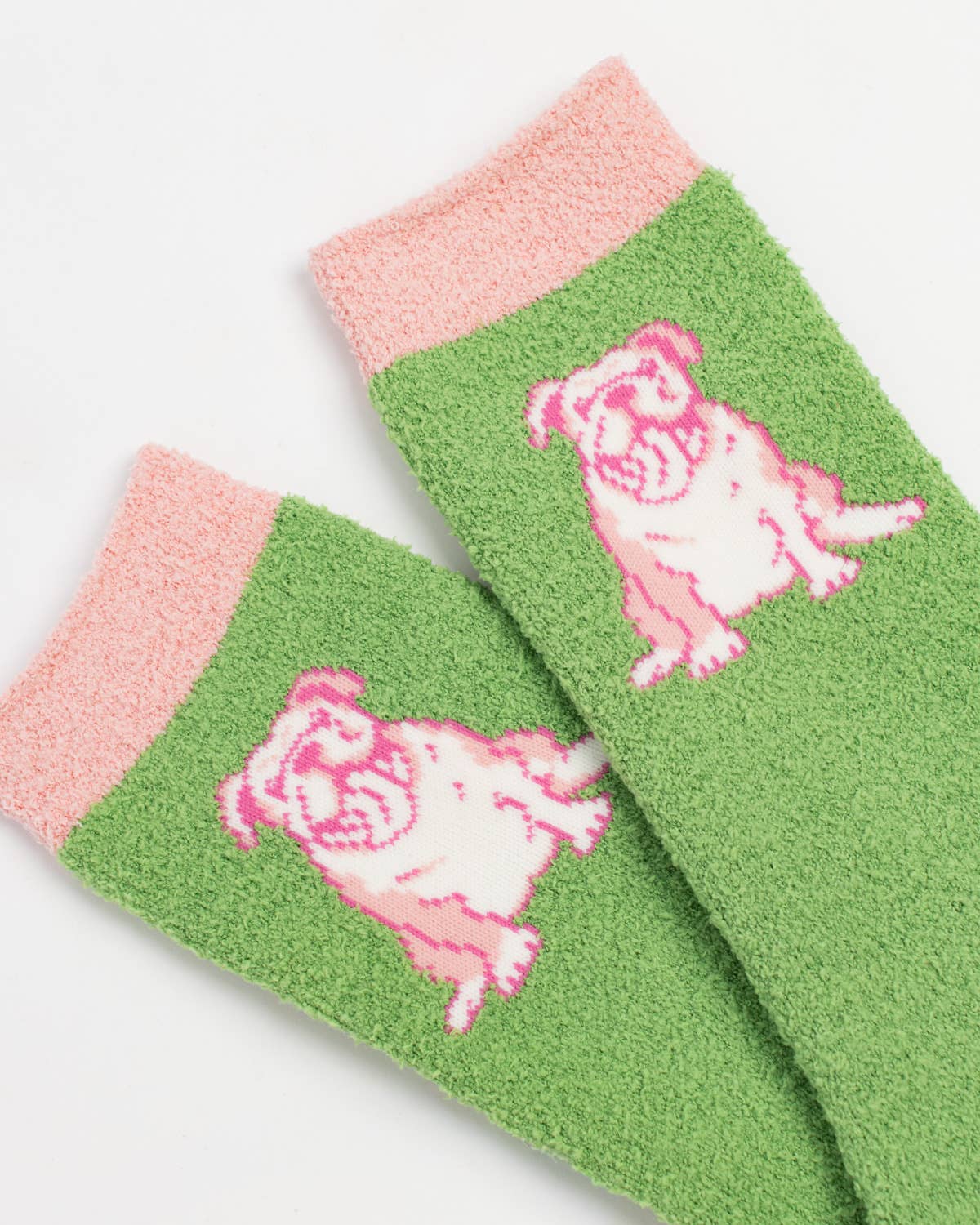 Women's Bulldog Snuggle Socks   Green/Pink   One Size