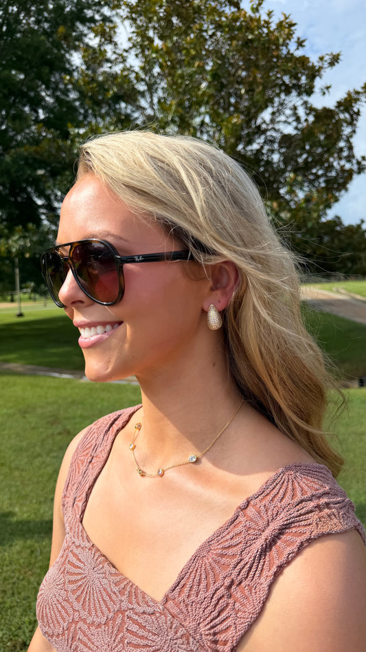 Paved Teardrop Stud Earrings