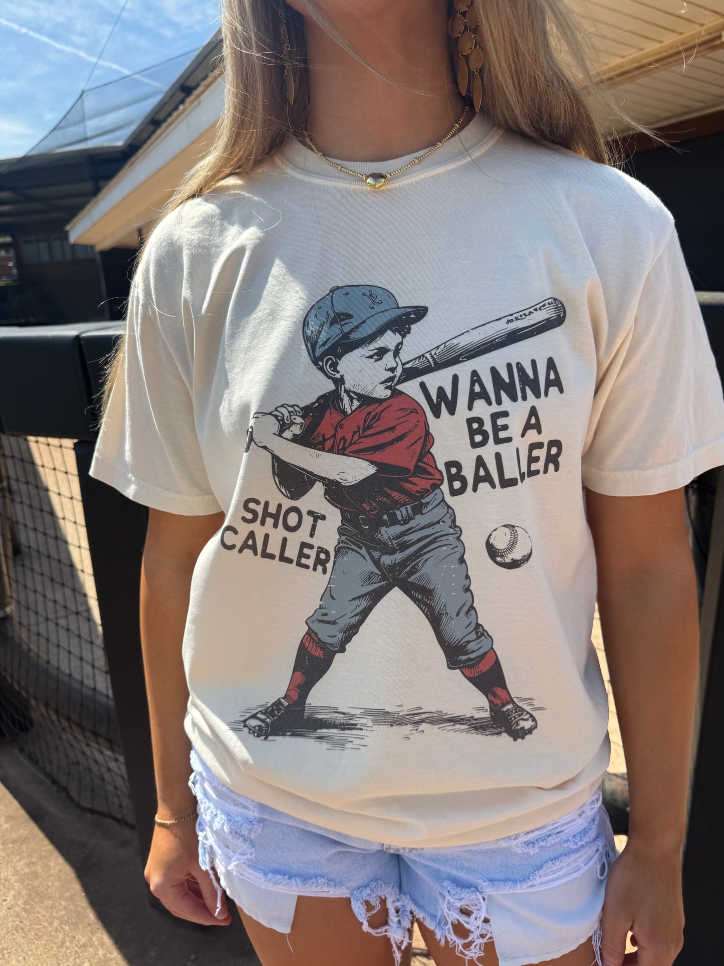 Wanna Be A Baller Ivory Graphic Tee