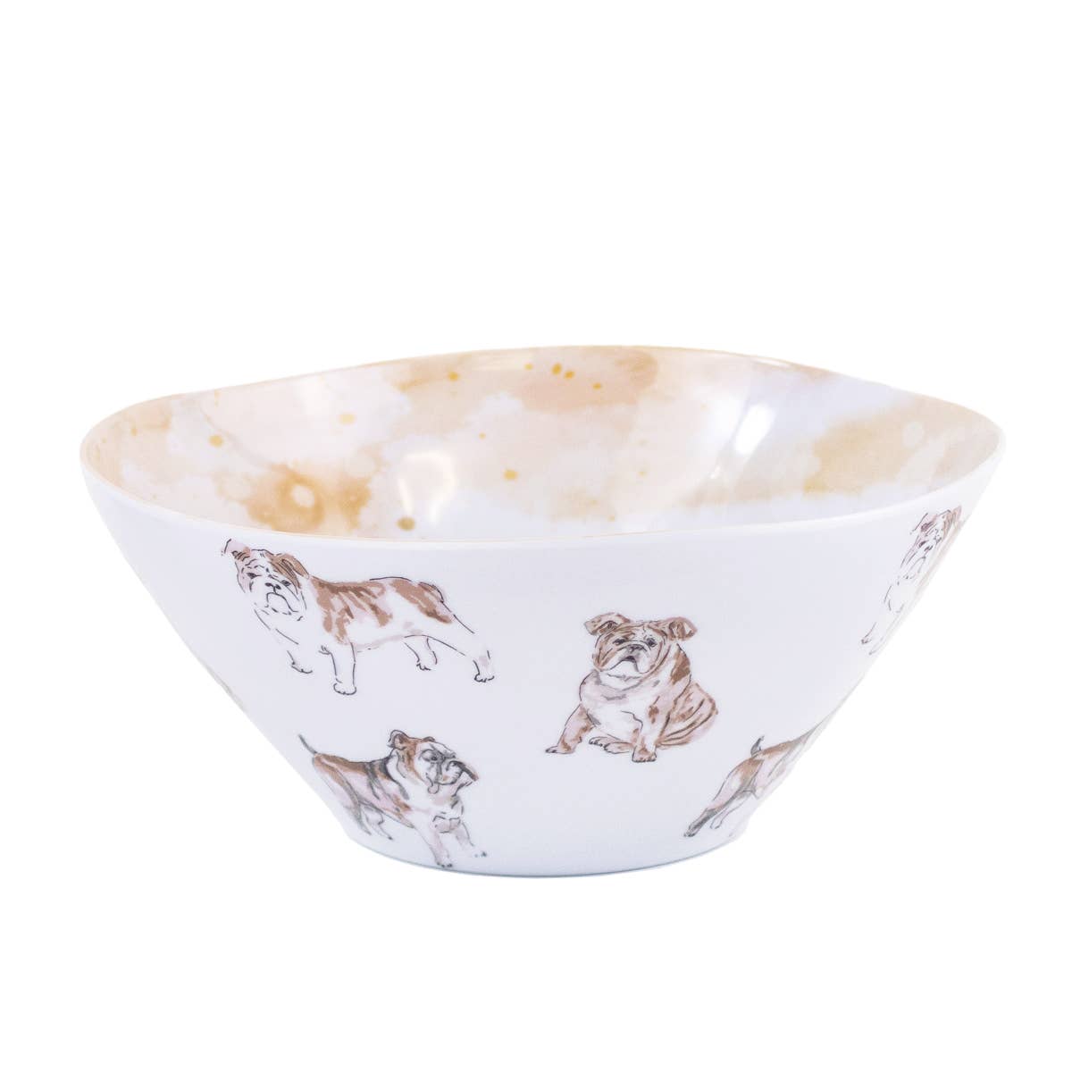 Bulldog Love Melamine Bowl   White/Multi   10"