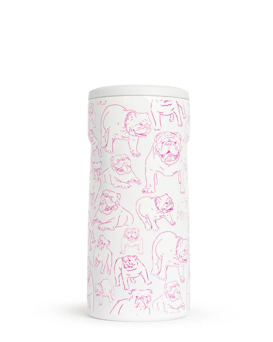 Chelsea Bulldog Insulated Slim Can Cooler   White/Pink   12oz