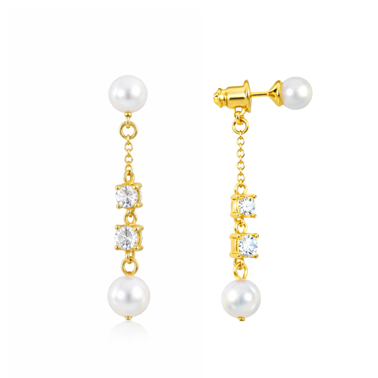 Celeste Double Pearl Earrings – Contemporary Drop Design